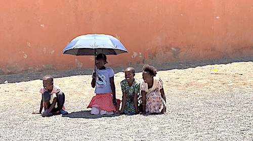 Children on Korogcho's Ayiera Pitch